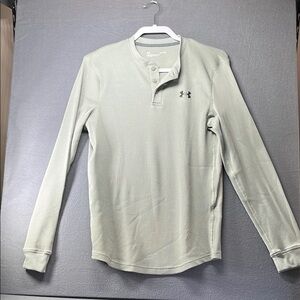 Under Armour Gray Long‎ Sleeve Tee Athletic Fit waffle Henley